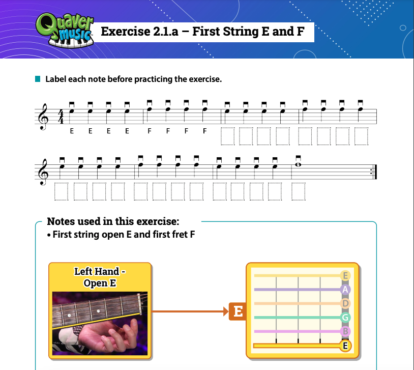 Exercise  2.1 a - First String E and F