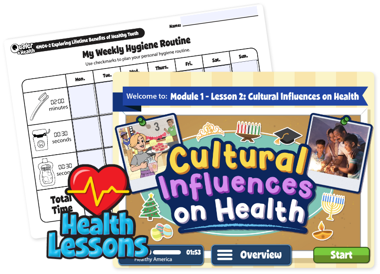 Cultural influences on health lesson screen and printable