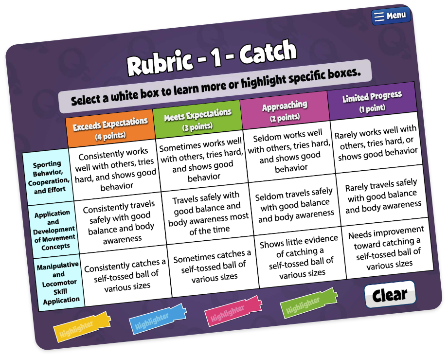 Rubric screen