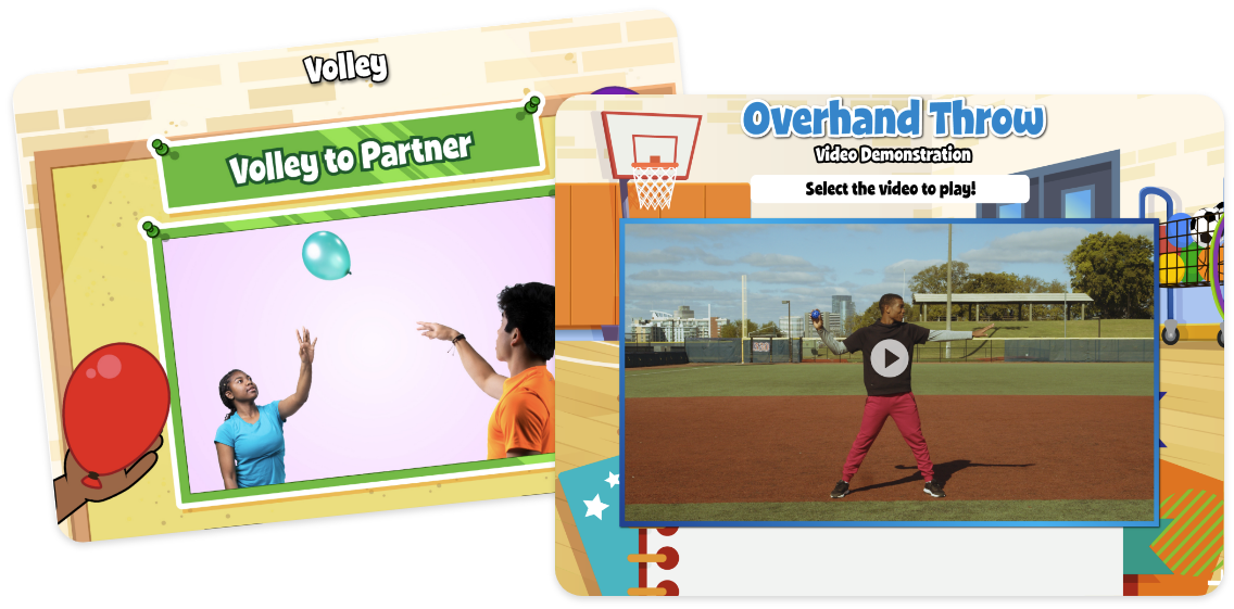 Volley to partner and overhead throw screens from Quaver PE